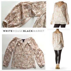 NWOT 2 Cream w Pastel Print Boho V Neck Blouse